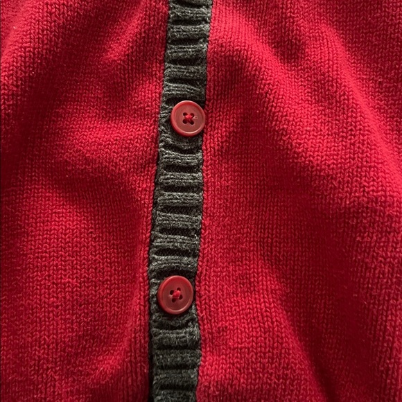 Gymboree Red Sweater with Gray Trim - Picture 3 of 6